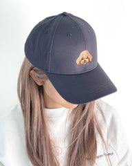 貴賓犬刺繡棒球帽(奶油白/灰/咖啡)