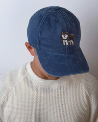 Shiba Inu Embroidered Washed Cap (Red & Black Shiba)