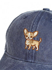 Chihuahua Embroidered Washed Cap