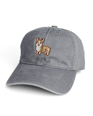 Corgi Embroidered Washed Cap