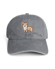 Corgi Embroidered Washed Cap