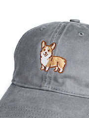 Corgi Embroidered Washed Cap