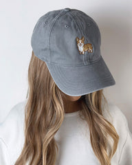 Corgi Embroidered Washed Cap