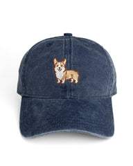 Corgi Embroidered Washed Cap