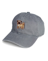 Pug Embroidered Washed Cap