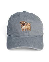 Pug Embroidered Washed Cap