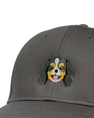 Cavalier King Charles Embroidered Cap – Black & Tan / Ruby Coat