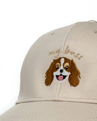Cavalier King Charles Embroidered Cap – Black & Tan / Ruby Coat