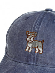 Schnauzer Embroidered Washed Cap