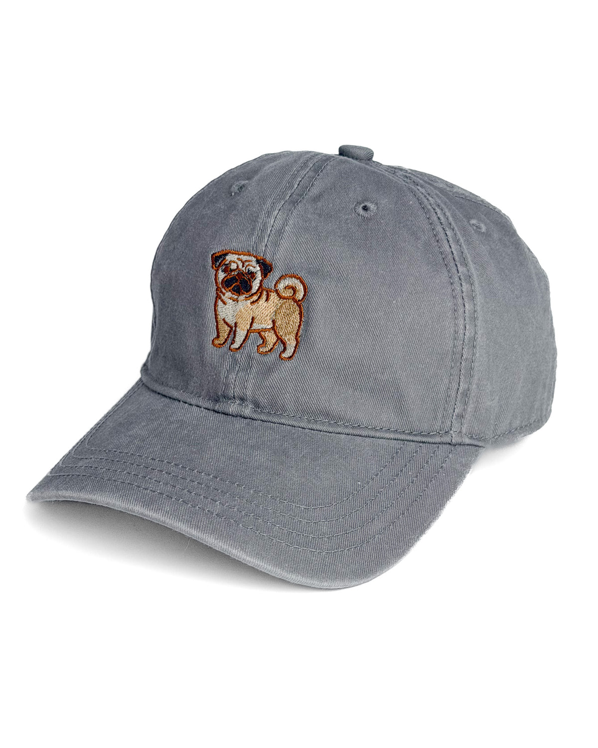 Pug Embroidered Washed Cap