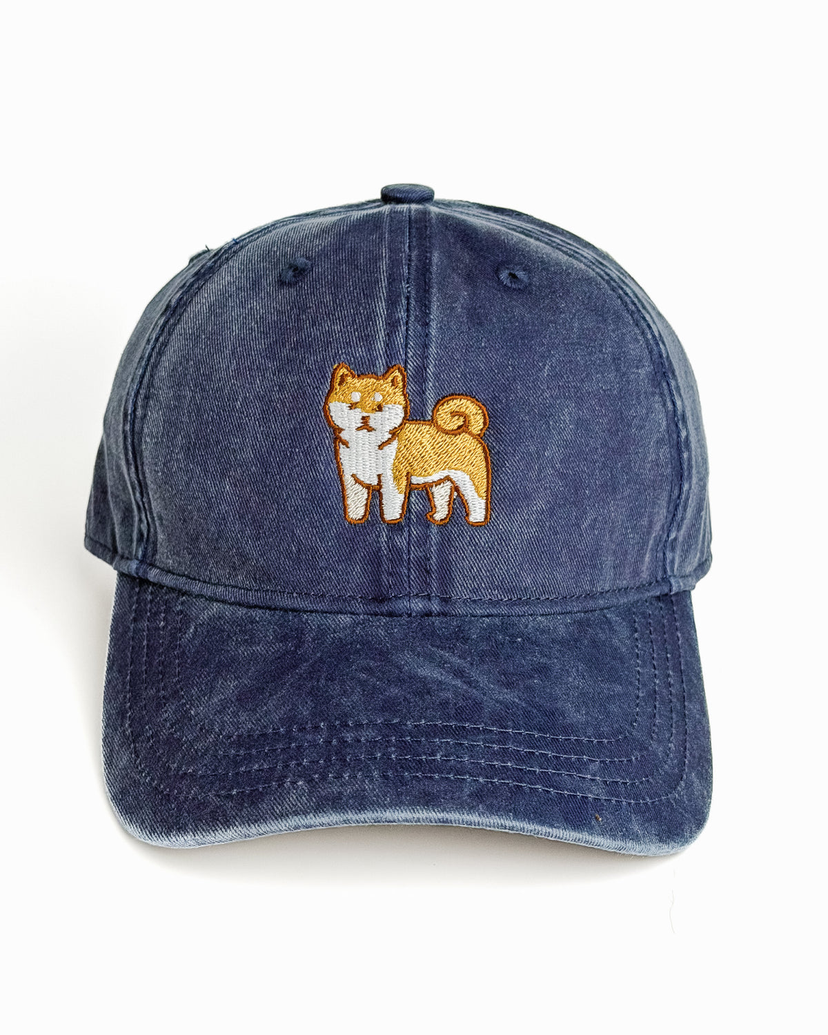 Shiba Inu Embroidered Washed Cap (Red & Black Shiba)